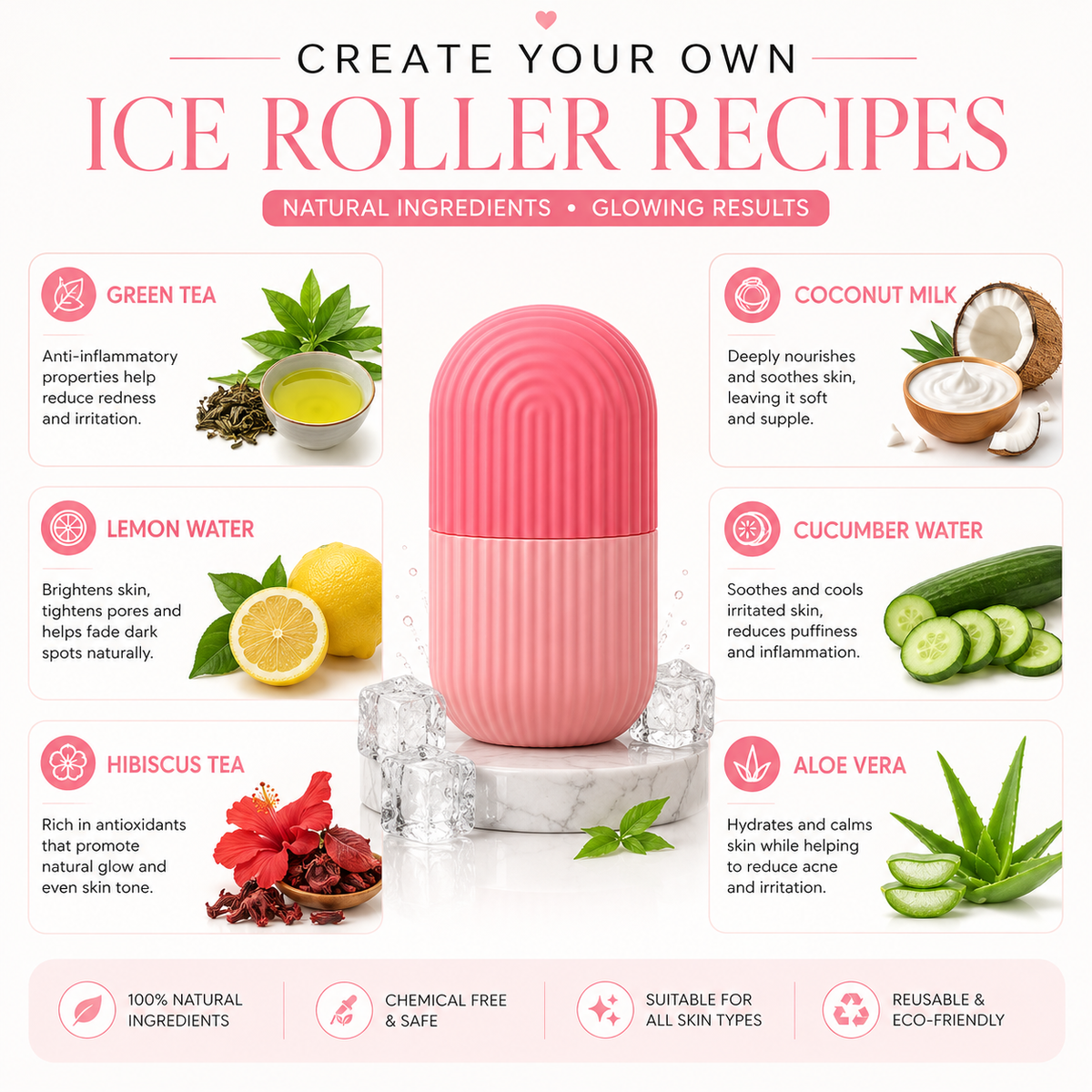 Ice roller for face massager