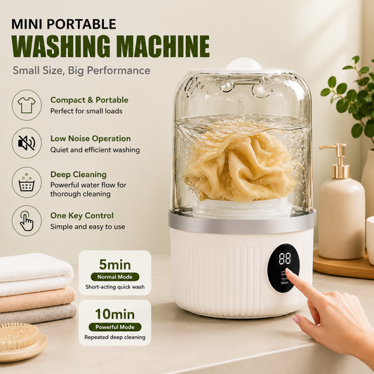 Mini Portable Washing Machine 1.5L with Spin Basket – Foldable Laundry Washer for Baby Clothes, Underwear & Travel