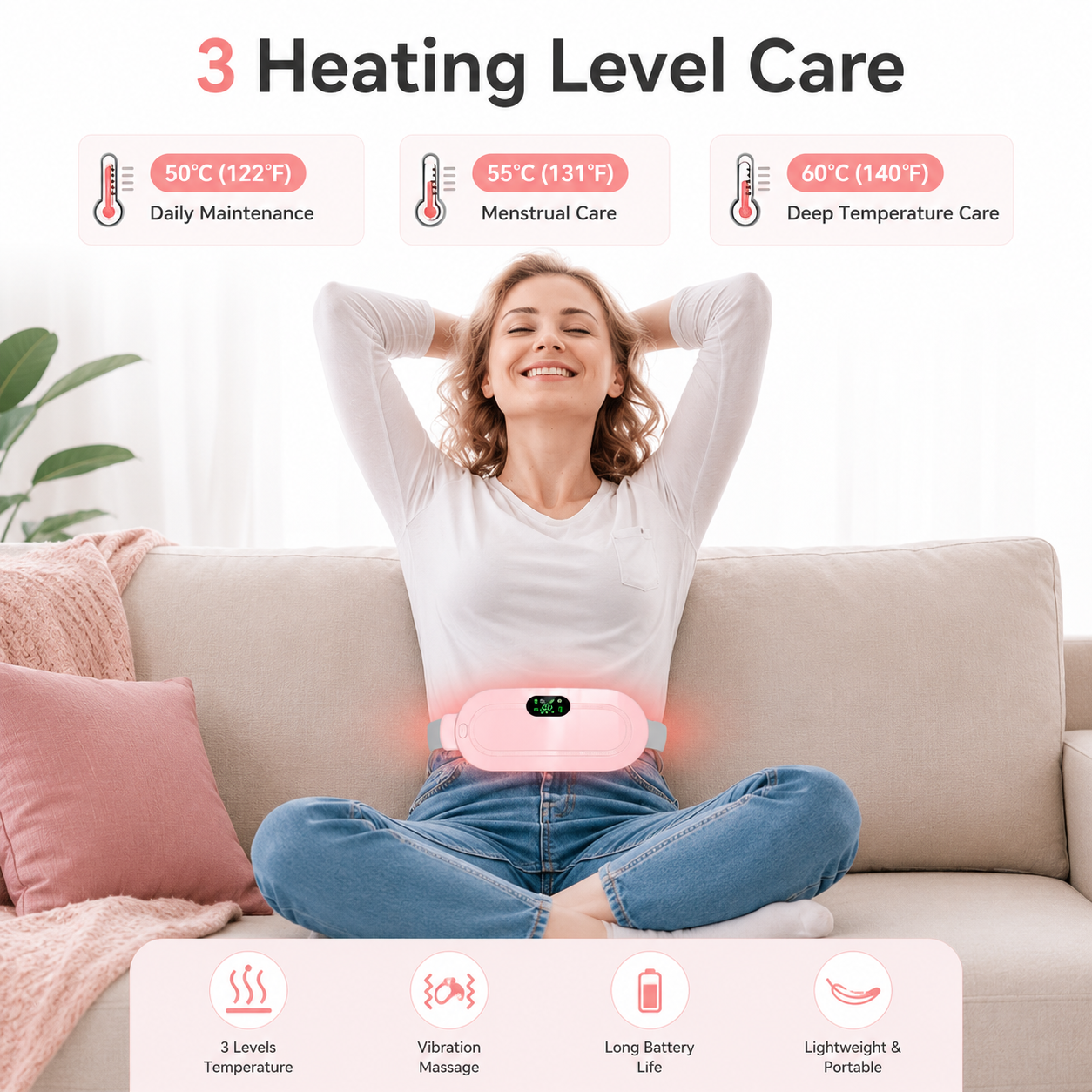 Women Period Cramp Relief Massager Belt